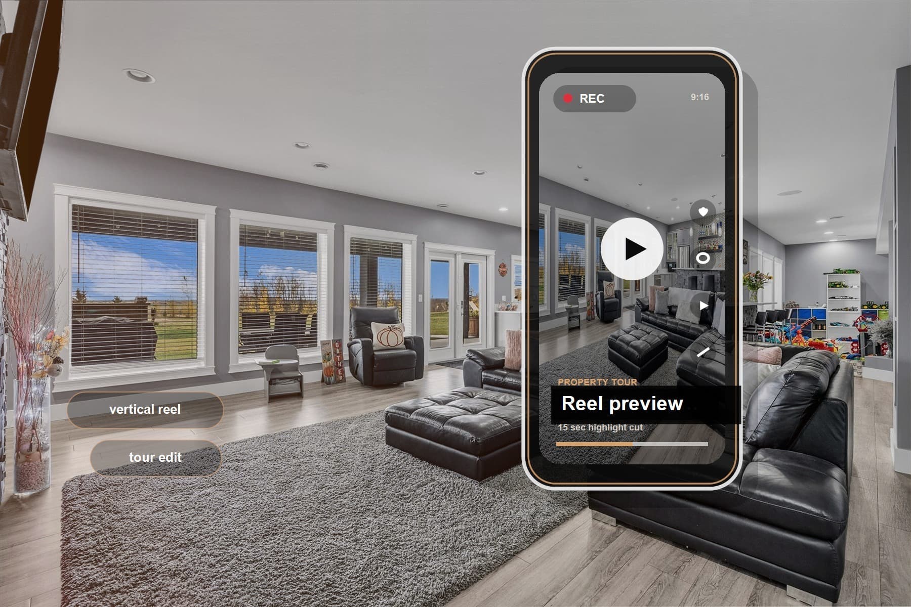 Calgary real estate video marketing with a social media listing reel frame