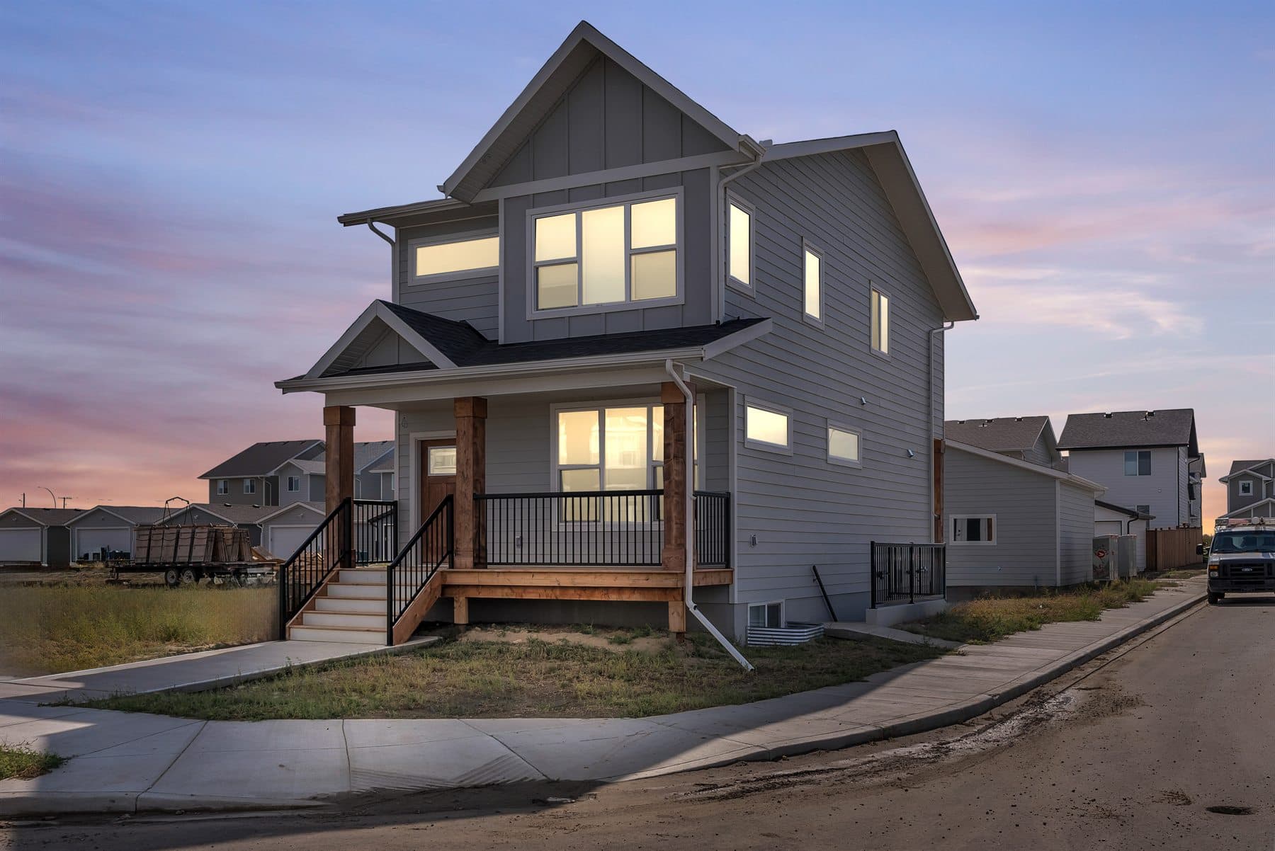 Calgary twilight real estate photography with a polished exterior hero image